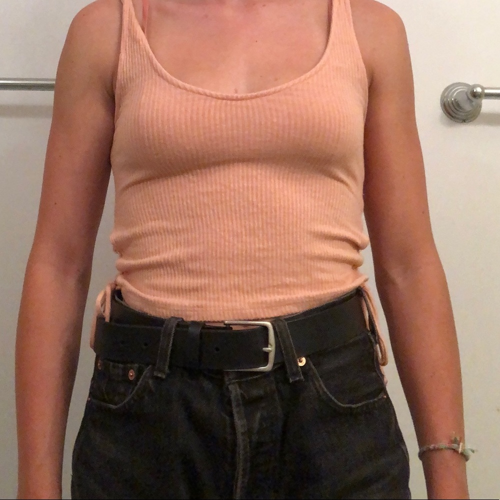 Peach Urban Outfitters lace up tank
